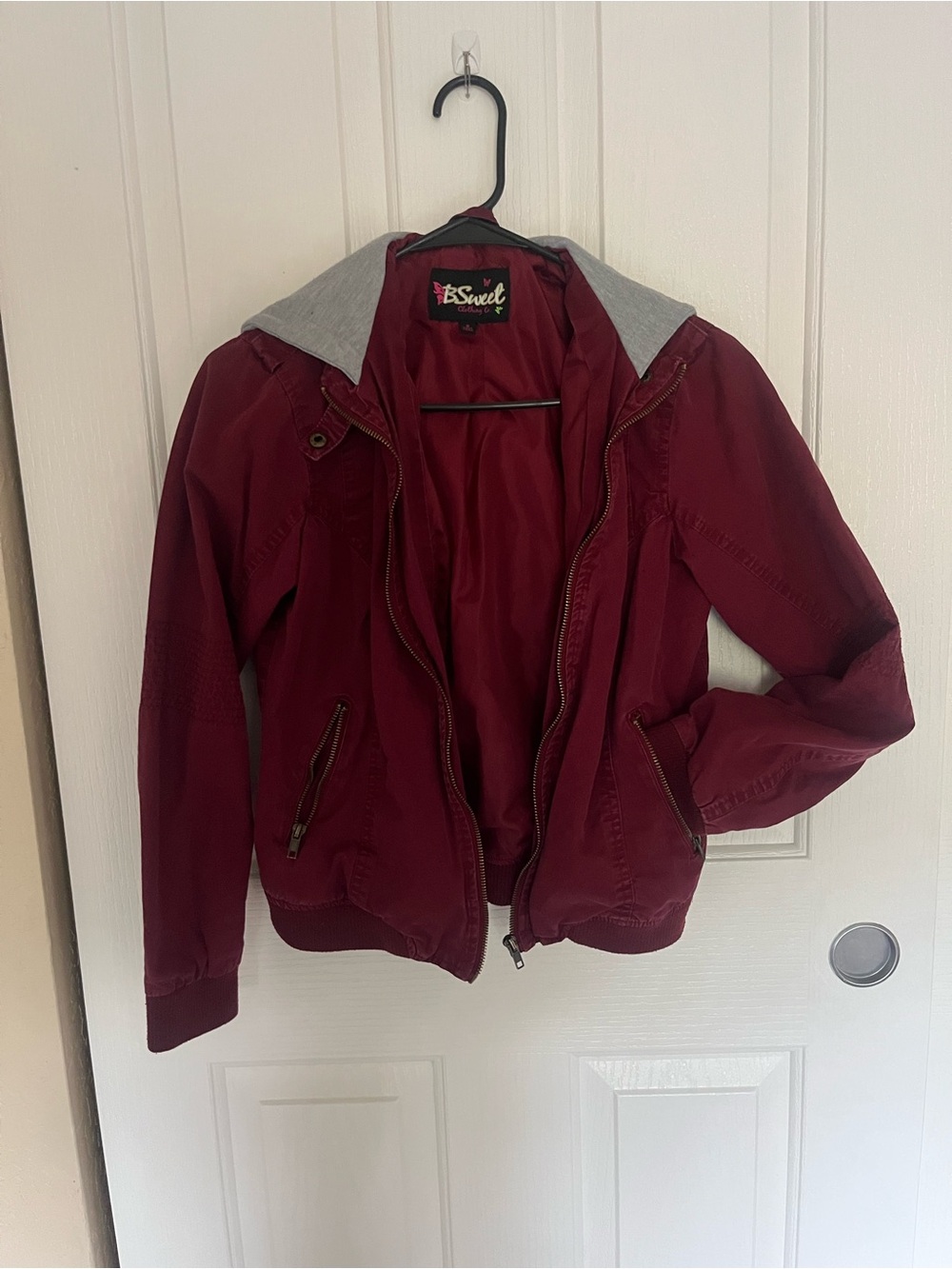 B.Sweet Burgundy Zip Hoodie Jacket